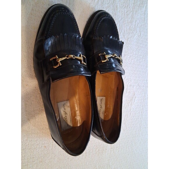 Mezlan Loafers Shoes Mens Size 10M Leather Fringe Gold Bit Buckle Black main image 6